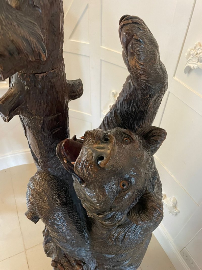 Magnificent Exhibition Quality Antique Black Forest Bear Oak Tree Hall Stand - Image 10